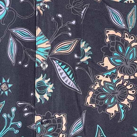 Molokai Surf Men's Medium  Wild Flower Button-Down Gray Floral Rayon Pocket - Picture 8 of 16